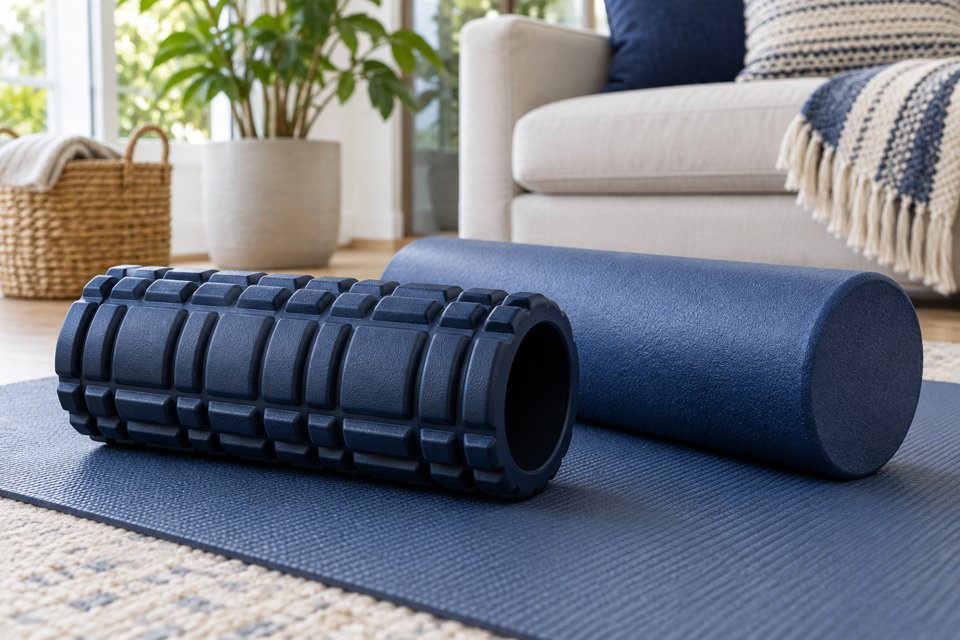 Textured and smooth cylindrical foam rollers