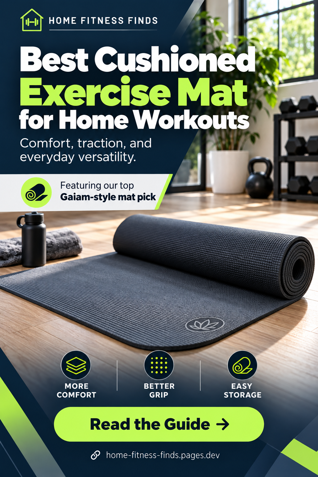 Illustrative home fitness guide artwork, not an exact product photograph