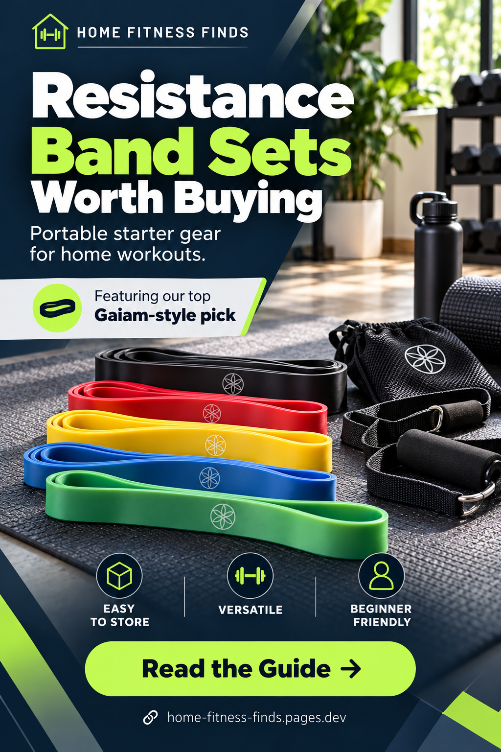 Illustrative home fitness guide artwork, not an exact product photograph